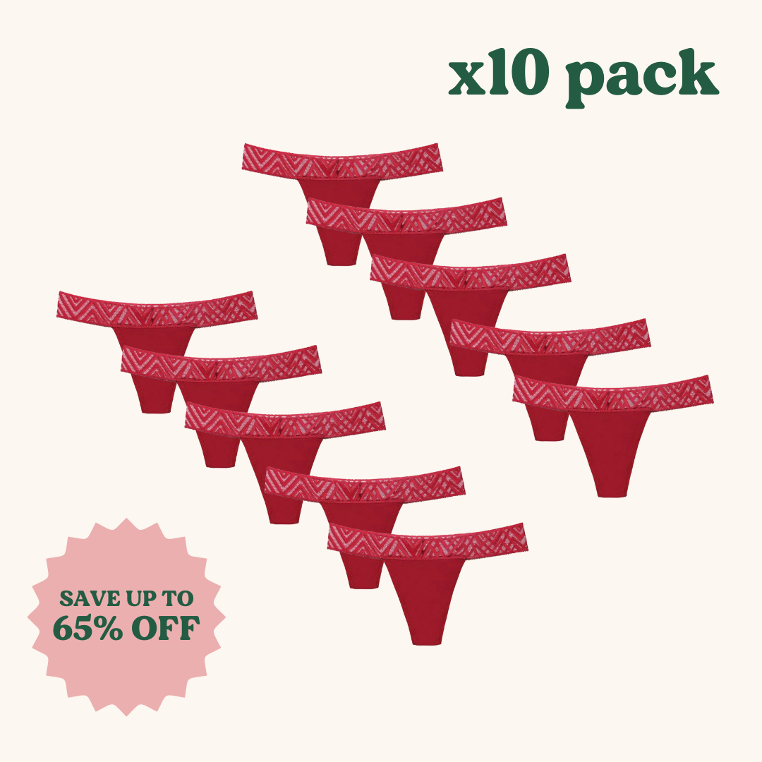 x10 Pack | Cheeky Thong Period Underwear